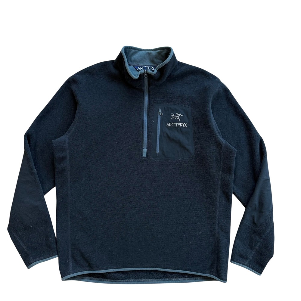 Arcteryx Polartec Fleece Quarter Zip Pullover Jacket Mens Large Black Blue